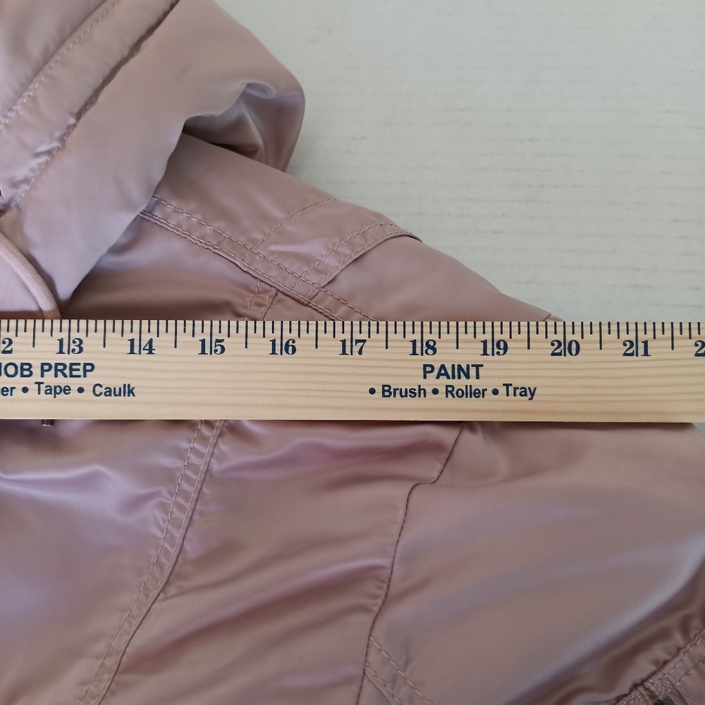 American Eagle Bomber Jacket Womens Large Pink Sherpa Lined Hooded Utility Coat - Picture 3 of 10